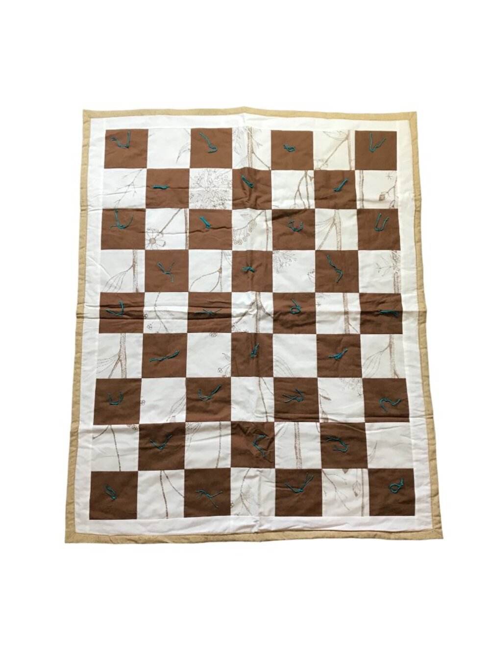Handmade Quilt Baby Blanket Brown Lightweight Lap Throw Measures 44.5in‎ X 36in